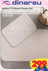 DİNARSU EMBOSS 2'Lİ BANYO PASPAS SETİ fiyat ve kampanya bilgisi